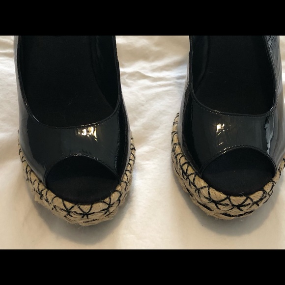NWOTS RALPH LAUREN PATENT ESPADRILLE PEEP TOE WEDGE (8) - Picture 8 of 15